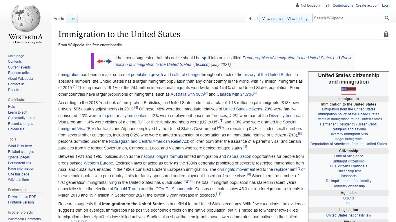 Immigration to the United States - Wikipedia